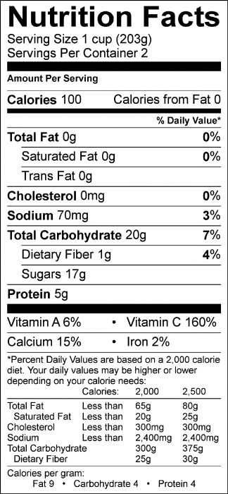 Photo of Nutrition Facts of Peach Cooler