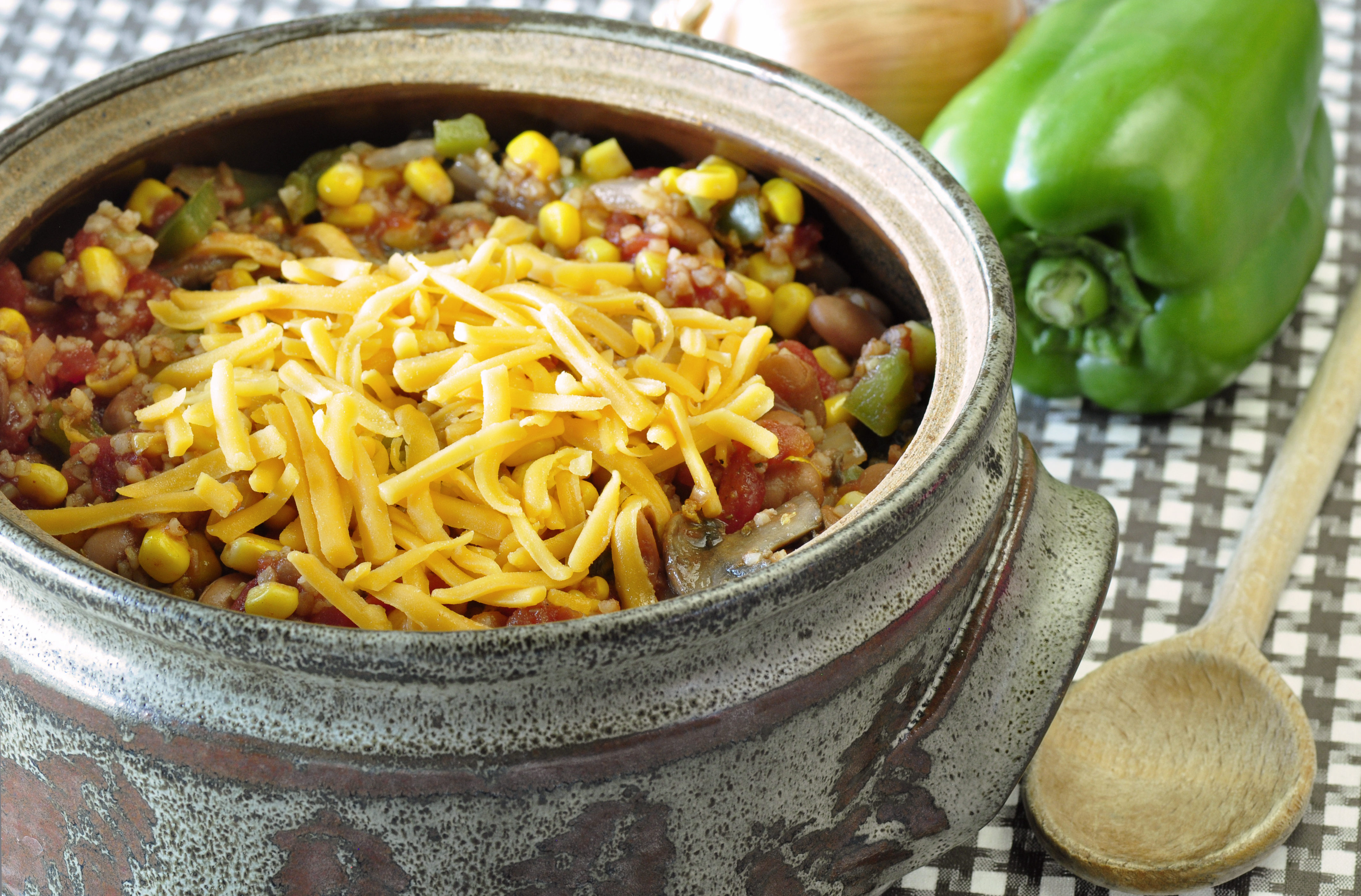 Vegetarian Chili Recipe served on table