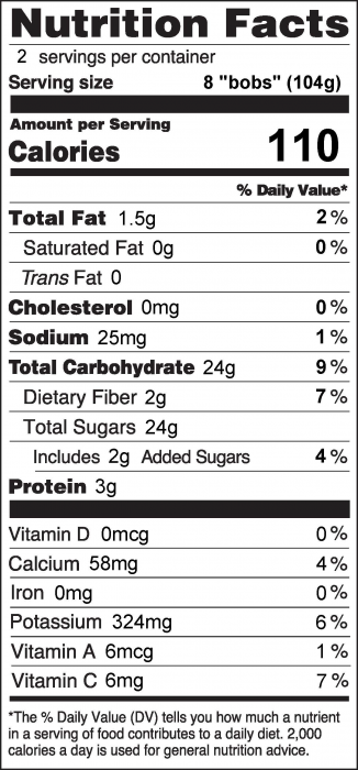 Photo of Nutrition Facts for Banana Bobs