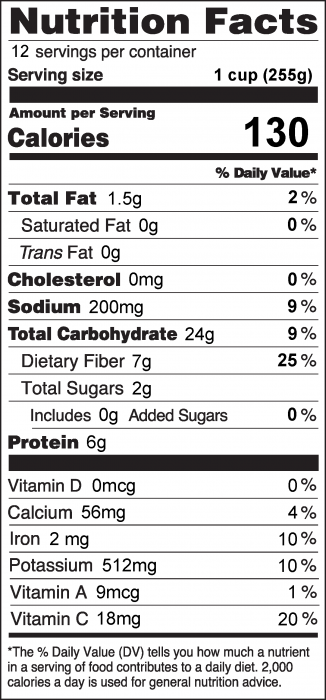 Photo of Nutrition Facts of Black Bean Soup