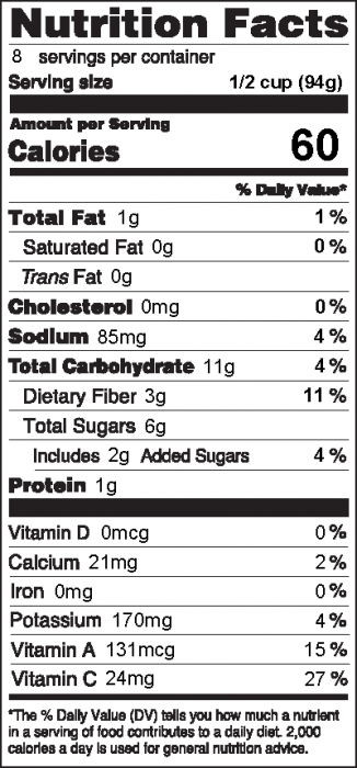Photo of Nutrition Facts for Carrot, Jicama, Orange Salad