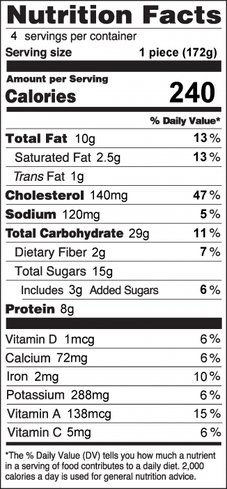 Photo of Nutrition Facts for Cherry Puff Pancake