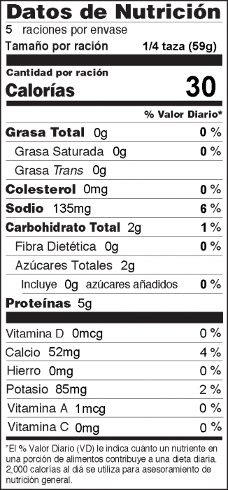 Foto de información nutricional de Salsa de Yogur con Pepinos 