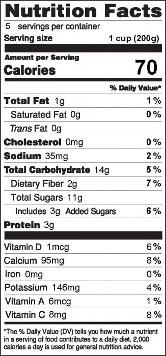 Photo of Nutrition Facts of Fruit Shake 1 (with yogurt)