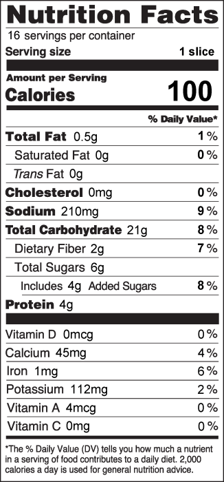 Photo of Nutrition Facts for Quick Brown Bread