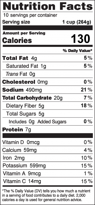 Photo of Nutrition Facts of Refried Bean Soup 