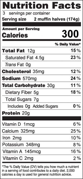 Photo of Nutrition Facts for Tuna Veggie Melt