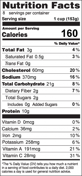 Photo of Nutrition Facts for Veggie Egg and Rice