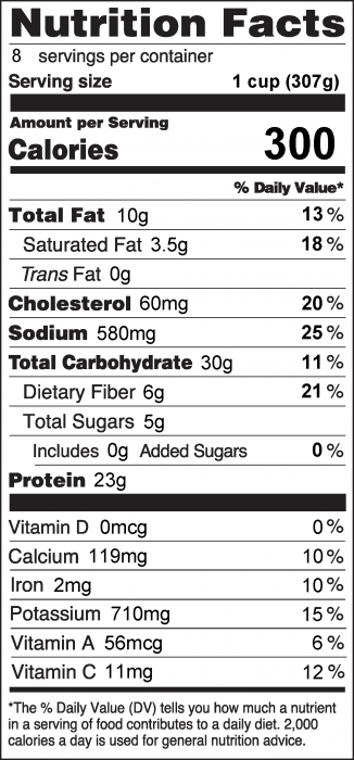 Photo of Nutrition Facts of White Chicken Chili