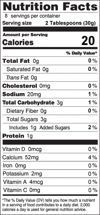 Photo of Nutrition Facts for Yogurt Fruit Dip