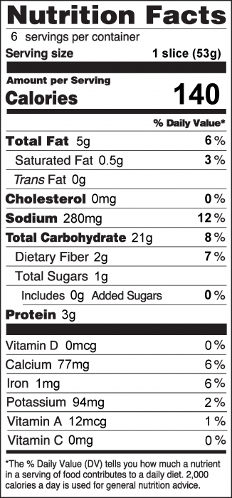 Photo of Nutrition Facts of No-Yeast Pizza Crust