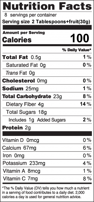 Photo of Nutrition Facts for Yogurt Fruit Dip and Fruit