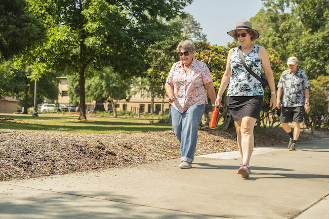 walk with ease members, walking at local park