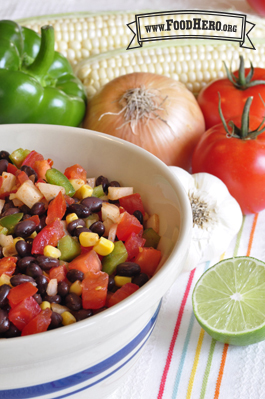 Colorful vegetable bean salsa.