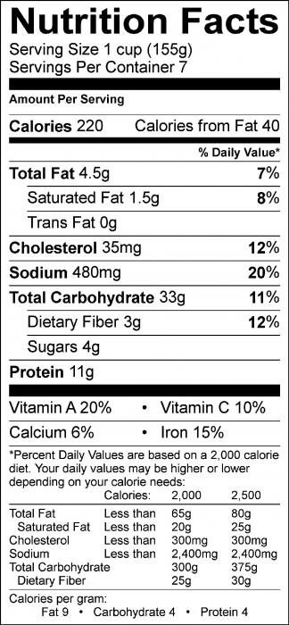 Photo of Nutrition Facts for Stovetop Tuna Casserole