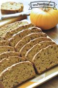 Platter of sliced pumpkin bread.