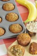 Muffins with golden brown tops and moist texture.