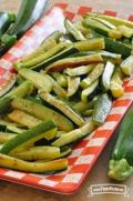 Platter of tender zucchini spears. 