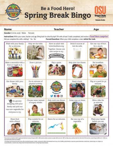 2017 Pilot Spring Break Bingo Card - English